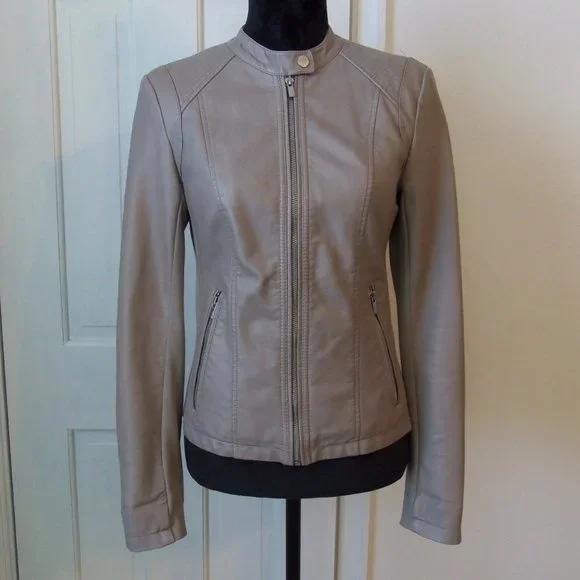 Express Faux Leather Jacket Snap Collar sz S - Picture 3 of 12